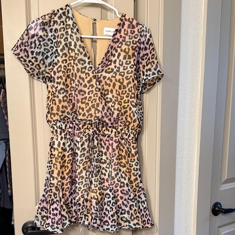 Sugarlips Leopard Print Jumpsuit - Pink, Tan, Black